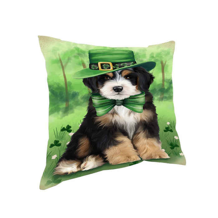 St. Patricks Day Irish Portrait Bernedoodle Dog Pillow PIL52640