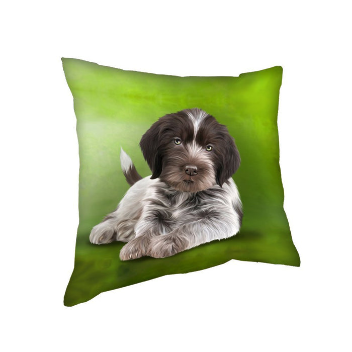 Wirehaired Pointing Griffon Puppy Dog Throw Pillow