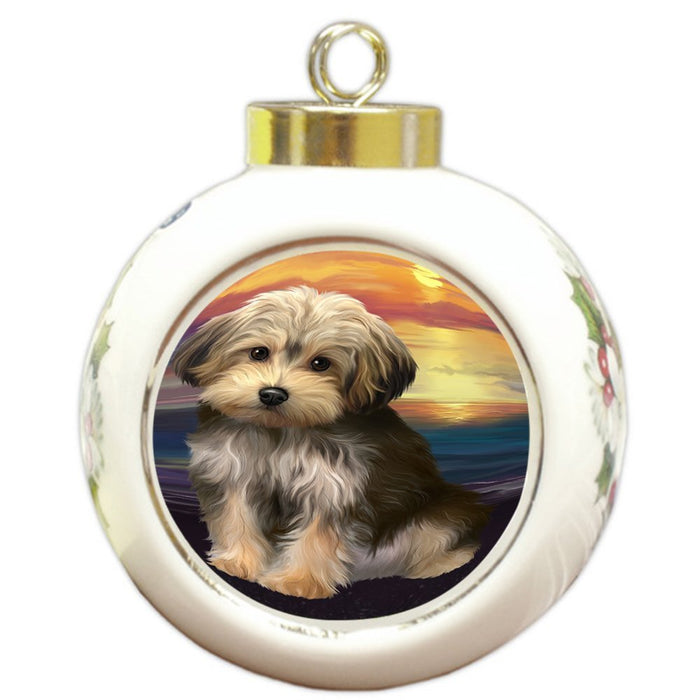 Yorkipoo Dog Round Ball Christmas Ornament RBPOR48542