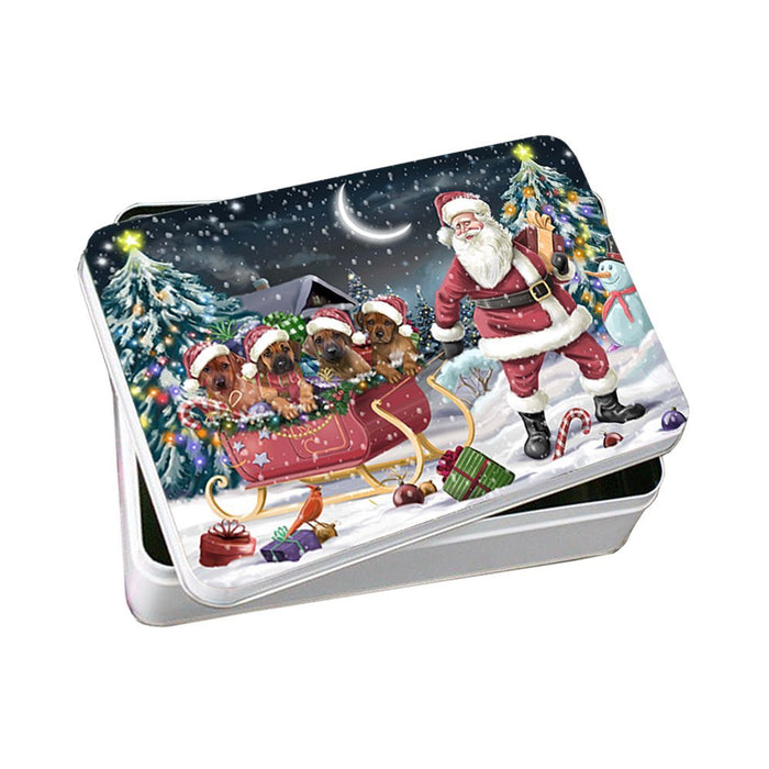 Santa Sled Dogs Rhodesian Ridgeback Christmas Photo Storage Tin PTIN0501