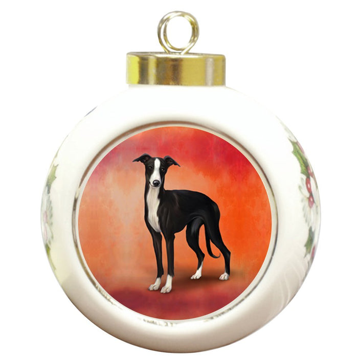 Whippets Dog Round Ceramic Christmas Ornament
