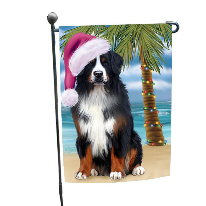 Summertime Christmas Happy Holidays Bernese Mountain Dog on Beach Garden Flag FLG307