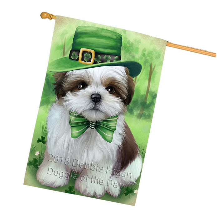 St. Patricks Day Irish Portrait Shih Tzu Dog House Flag FLG49245