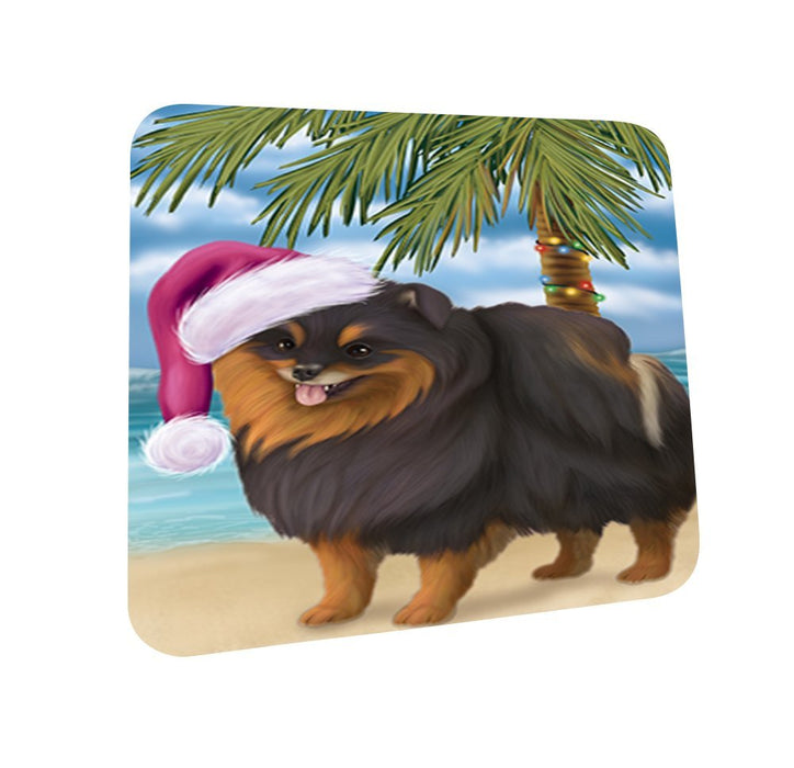 Summertime Pomeranian Spitz Dog on Beach Christmas Coasters CST574 (Set of 4)