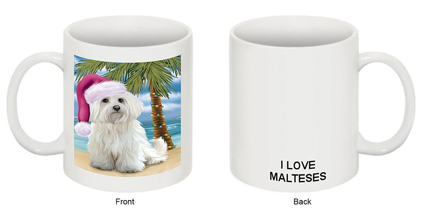 Summertime Maltese Adult Dog on Beach Christmas Mug CMG0813