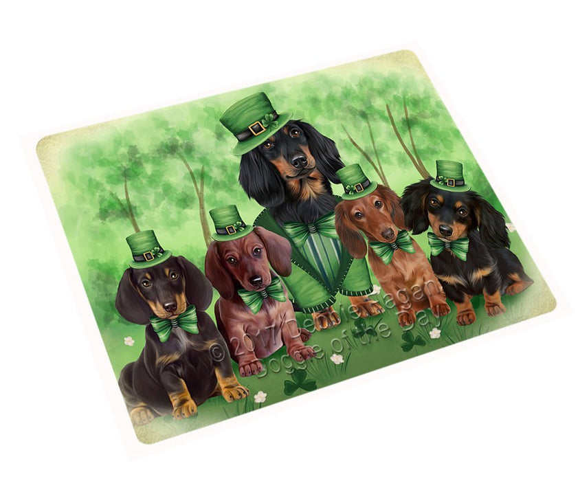 St. Patricks Day Irish Family Portrait Dachshund Dogs Tempered Cutting Board C48420