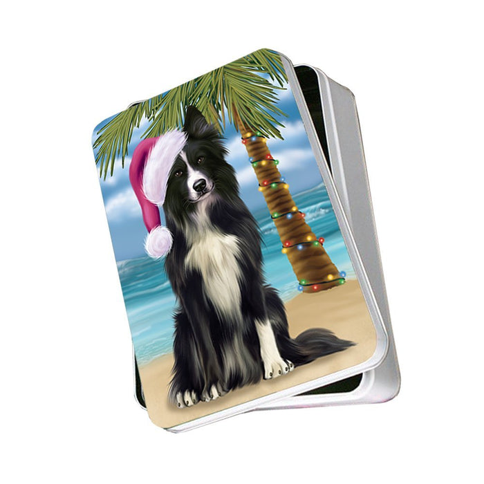 Summertime Border Collie Dog on Beach Christmas Photo Storage Tin PTIN0573