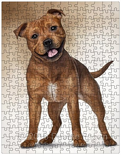 Staffordshire Bull Terrier Dog Art Portrait Print 300 Pc. Puzzle with Photo Tin
