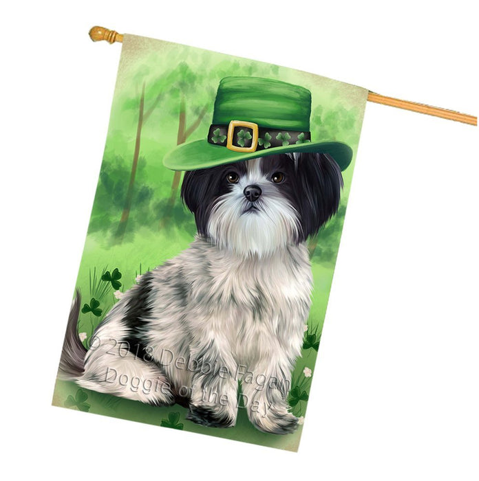 St. Patricks Day Irish Portrait Shih Tzu Dog House Flag FLG49243