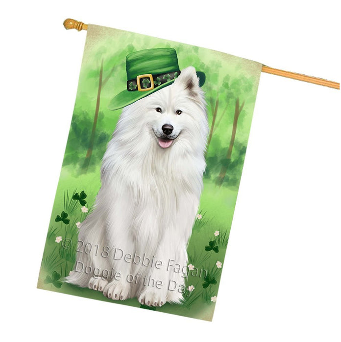 St. Patricks Day Irish Portrait Samoyed Dog House Flag FLG49217