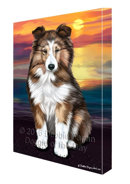 Shetland Sheepdog Dog Painting Printed on Canvas Wall Art