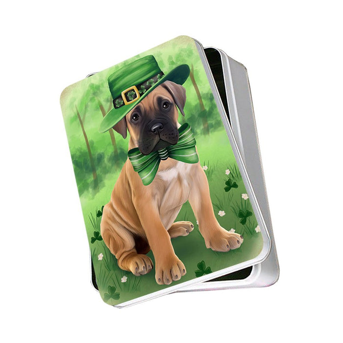 St. Patricks Day Irish Portrait Bullmastiff Dog Photo Storage Tin PITN48757