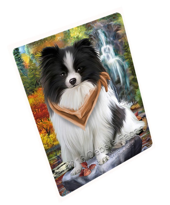 Scenic Waterfall Pomeranian Dog Tempered Cutting Board C52281