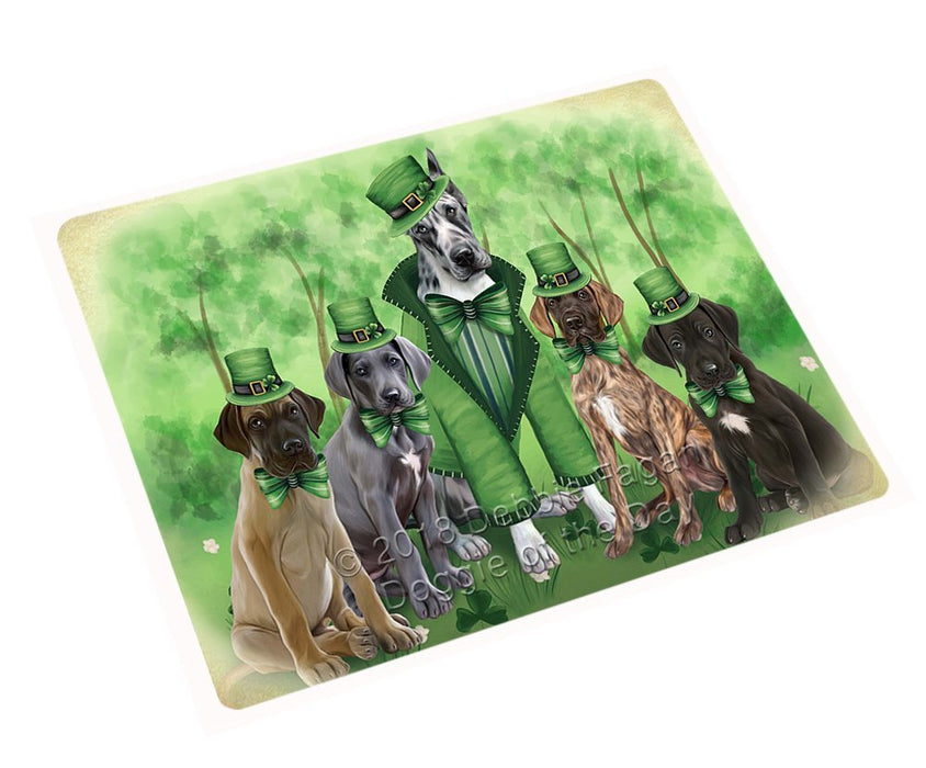 St. Patricks Day Irish Family Portrait Great Danes Dog Tempered Cutting Board C50298