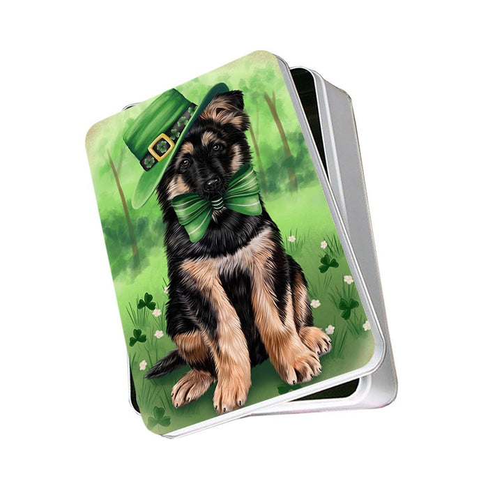 St. Patricks Day Irish Portrait German Shepherd Dog Photo Storage Tin PITN48805