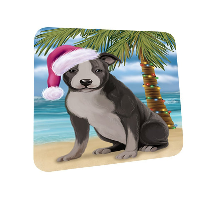 Summertime American Staffordshire Dog on Beach Christmas Coasters CST433 (Set of 4)