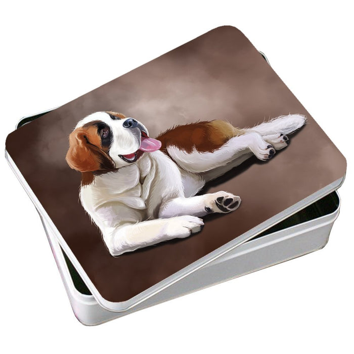Saint Bernard Dog Photo Storage Tin