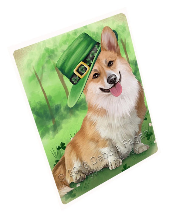 St. Patricks Day Irish Portrait Corgie Dog Tempered Cutting Board C50226
