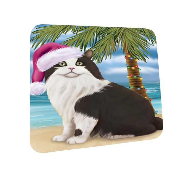 Summertime Cymric Cat on Beach Christmas Coasters CST502 (Set of 4)