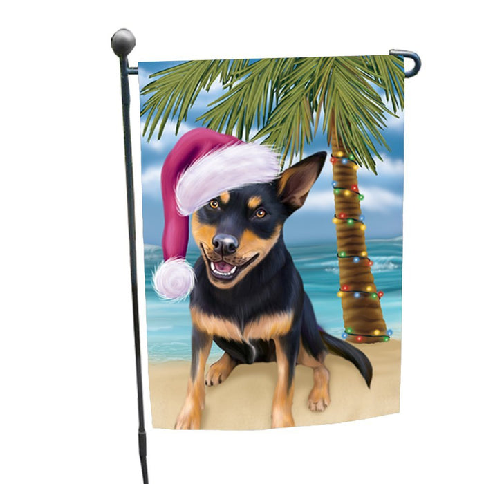 Summertime Christmas Happy Holidays Australian Kelpie Dog on Beach Garden Flag FLG305