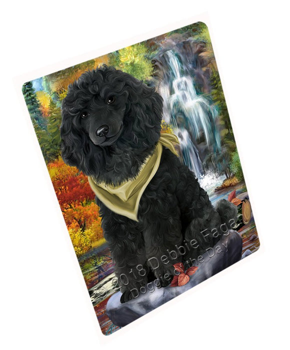 Scenic Waterfall Poodle Dog Tempered Cutting Board C52305