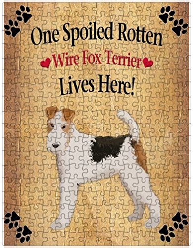 Spoiled Rotten Wire Fox Terrier Dog Puzzle with Photo Tin