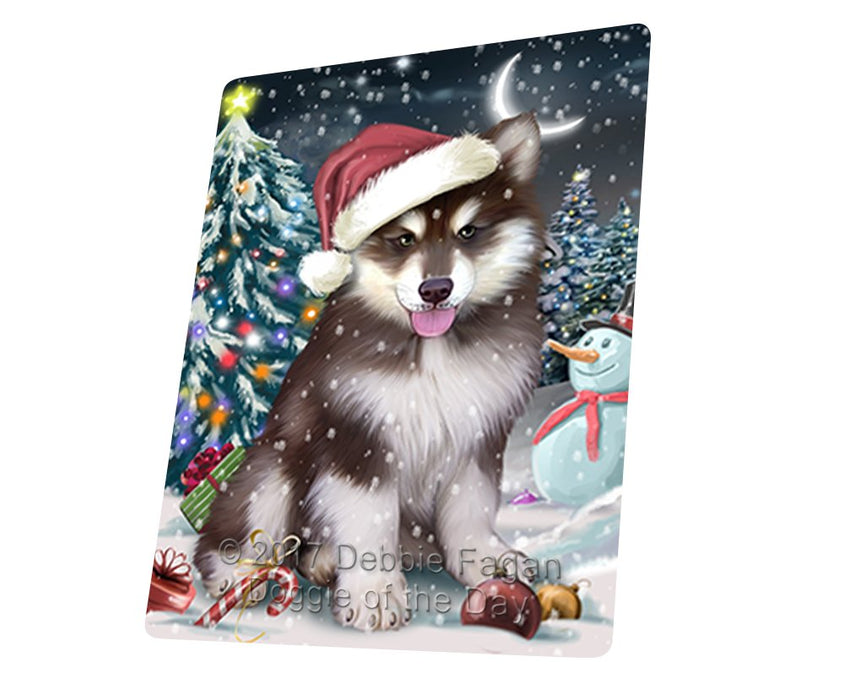 Have A Holly Jolly Christmas Alaskan Malamute Dog In Holiday Background Magnet Mini (3.5" x 2") D054