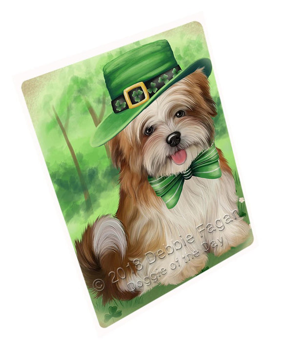 St. Patricks Day Irish Portrait Malti Tzu Dog Tempered Cutting Board C50382