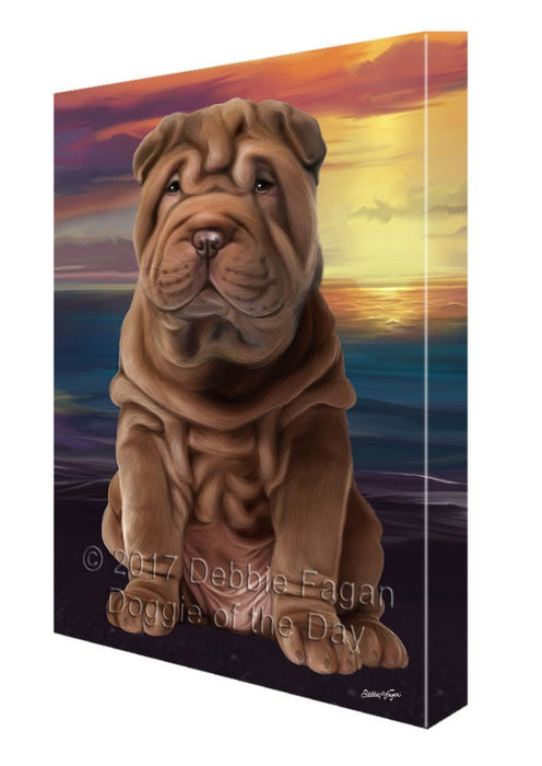 Shar-Pei Dog Painting Printed on Canvas Wall Art Signed