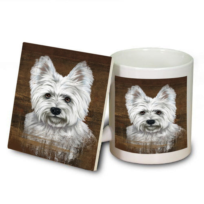 Rustic West Highland White Terrier Dog Mug and Coaster Set MUC48262