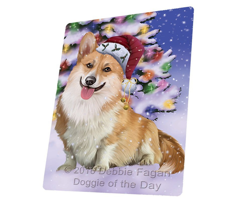 Winterland Wonderland Corgis Dog In Christmas Holiday Scenic Background Magnet Mini (3.5" x 2")