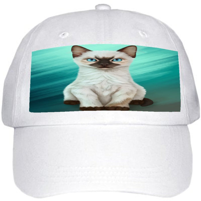 Siamese Kitten Cat Ball Hat Cap Off White
