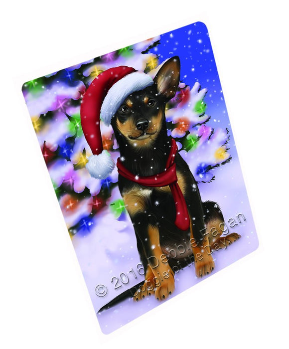 Winterland Wonderland Australian Kelpies Dog In Christmas Holiday Scenic Background Magnet Mini (3.5" x 2")