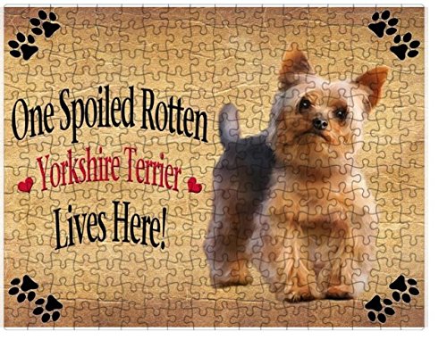 Spoiled Rotten Yorkshire Terrier Dog Puzzle with Photo Tin