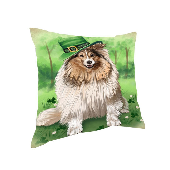 St. Patricks Day Irish Portrait Shetland Sheepdog Dog Pillow PIL52932