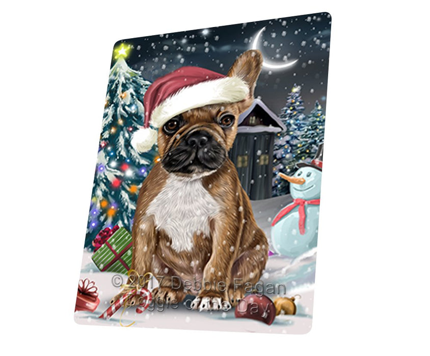 Have A Holly Jolly Christmas French Bulldogs Dog In Holiday Background Magnet Mini (3.5" x 2") D068