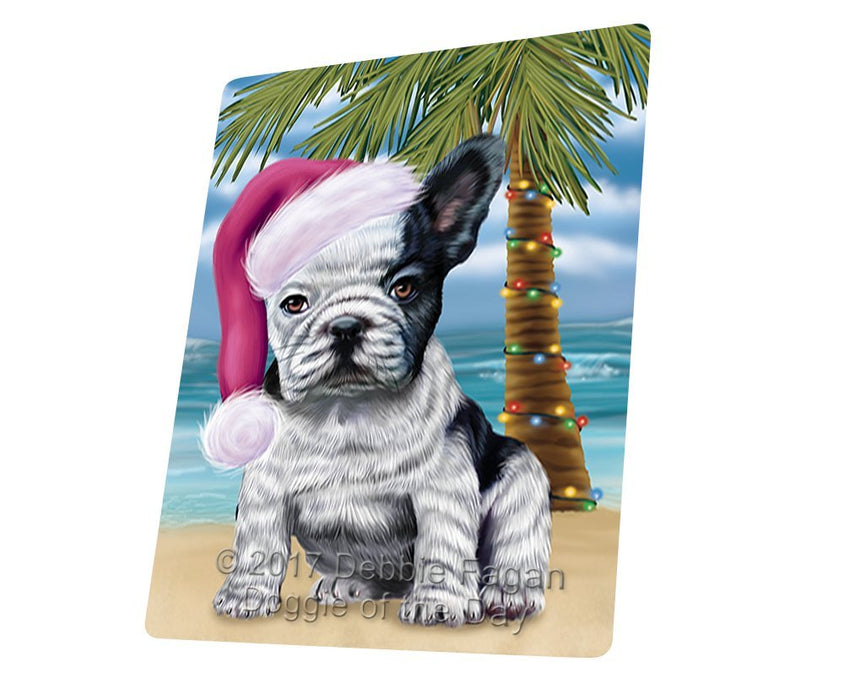 Summertime Happy Holidays Christmas French Bulldogs Dog on Tropical Island Beach Large Refrigerator / Dishwasher Magnet D176