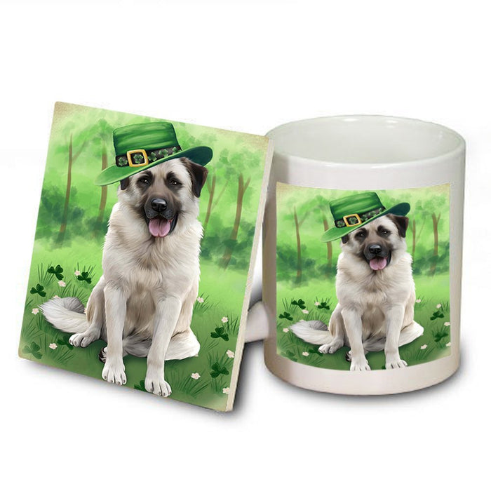 St. Patricks Day Irish Portrait Anatolian Shepherd Dog Mug and Coaster Set MUC48445