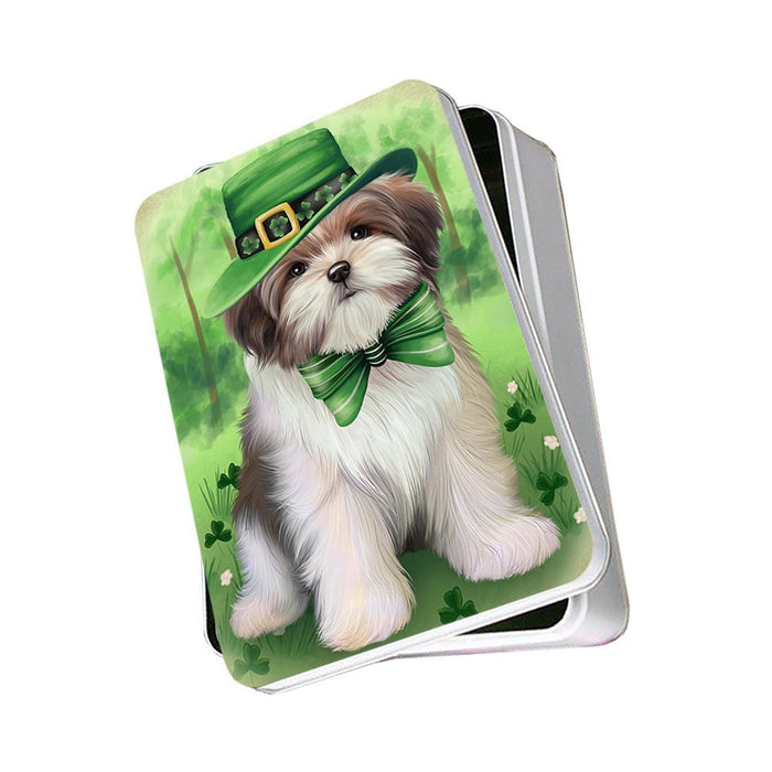 St. Patricks Day Irish Portrait Malti Tzu Dog Photo Storage Tin PITN48839