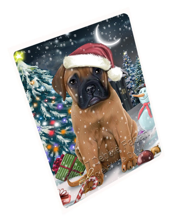 Have A Holly Jolly Christmas Bullmastiffs Dog In Holiday Background Magnet Mini (3.5" x 2") D145