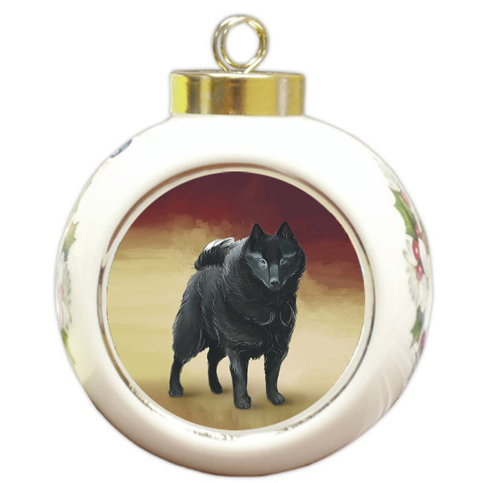 Schipperke Dog Round Ball Christmas Ornament RBPOR48097