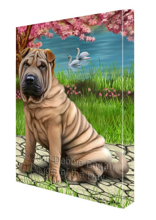 Shar-Pei Dog Painting Printed on Canvas Wall Art