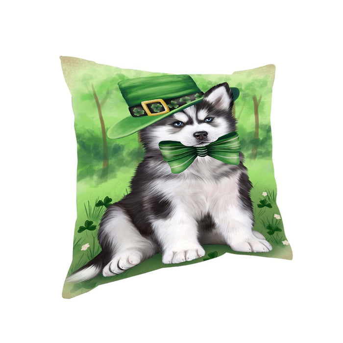 St. Patricks Day Irish Portrait Siberian Husky Dog Pillow PIL53000