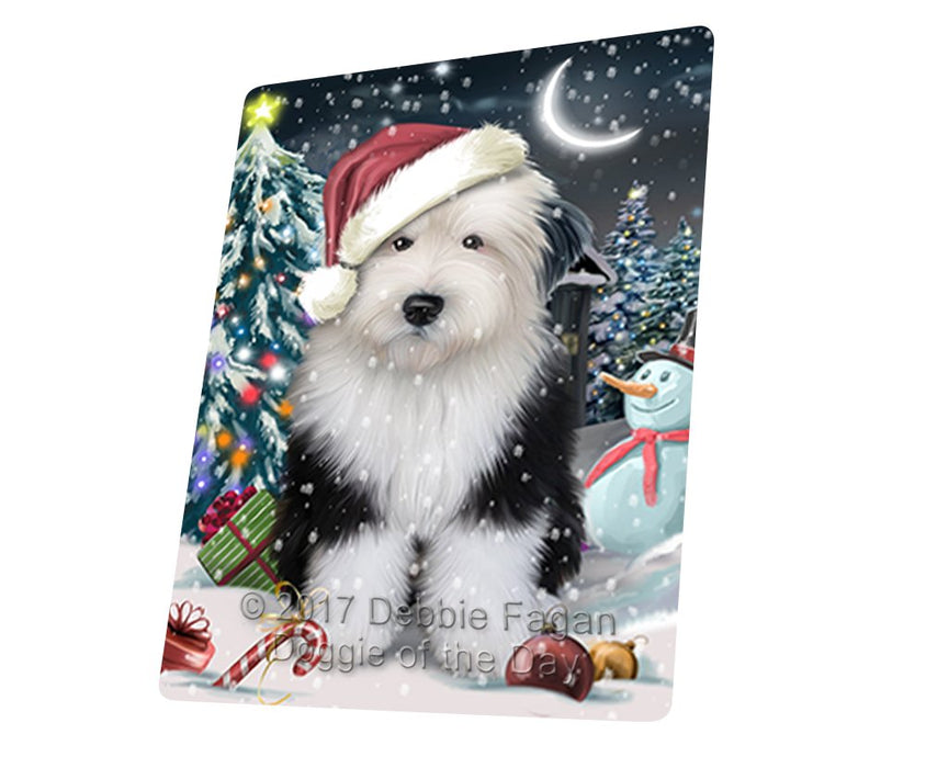 Have A Holly Jolly Christmas Old English Sheepdog Dog In Holiday Background Magnet Mini (3.5" x 2") D190