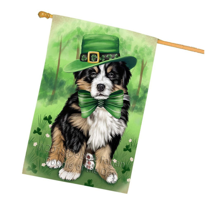 St. Patricks Day Irish Portrait Bernese Mountain Dog House Flag FLG49164