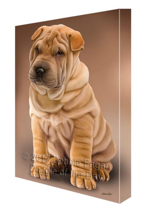 Shar-Pei Dog Painting Printed on Canvas Wall Art Signed