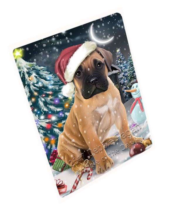 Have A Holly Jolly Christmas Bullmastiffs Dog In Holiday Background Magnet Mini (3.5" x 2") D143