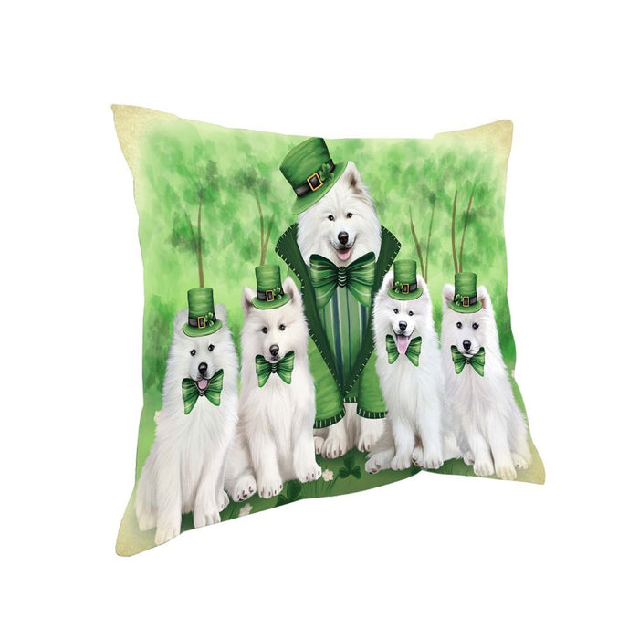 St. Patricks Day Irish Family Portrait Samoyeds Dog Pillow PIL52868