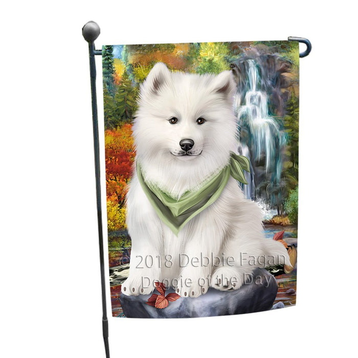 Scenic Waterfall Samoyed Dog Garden Flag GFLG49321