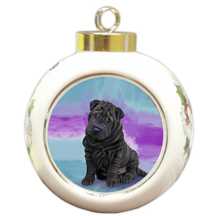 Shar Pei Dog Round Ball Christmas Ornament RBPOR48110